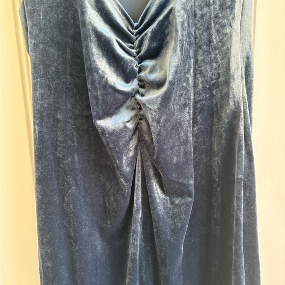 Backless Velvet Formal Bodycon Maxi Dress Denim Blue - Picture 6 of 6